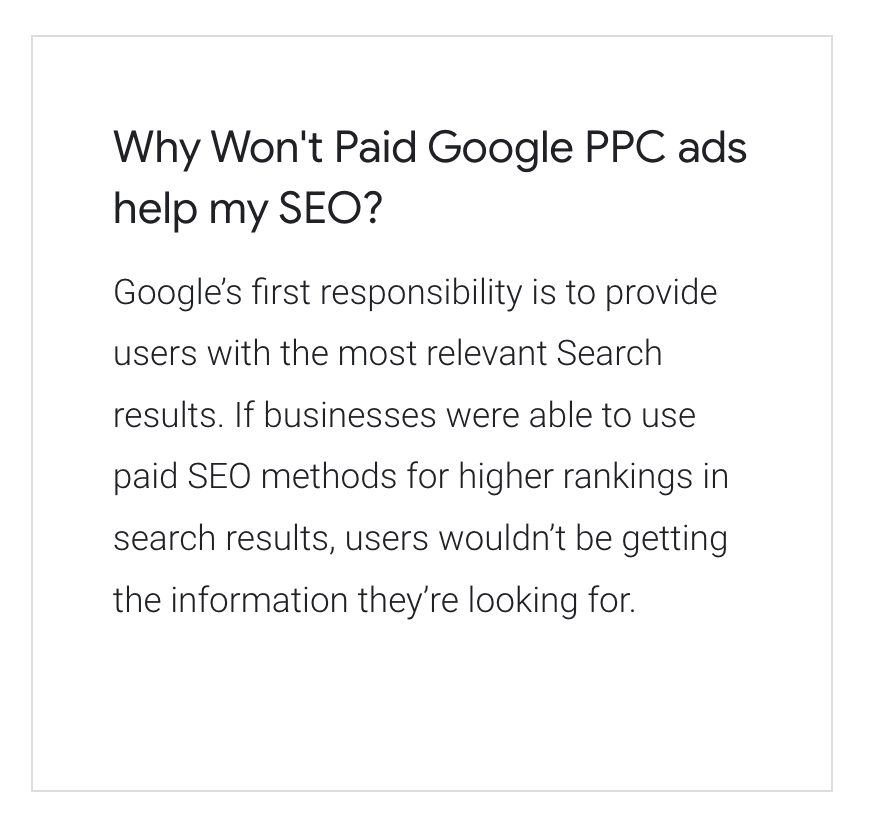 google ppc ads wont help seo